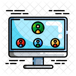 Online Class Icon - Download in Colored Outline Style