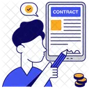 Online Contract Online Deal Digital Contract Icon