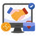Online Deal Online Partnership Online Contract Icon