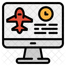 Online flight booking Icon - Download in Colored Outline Style