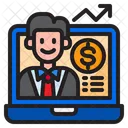 Online Growth Businessman Reporter Icon