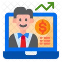 Online Growth Businessman Reporter Icon