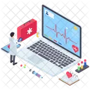 온라인 약물치료 온라인 헬스케어 디지털 헬스케어 아이콘