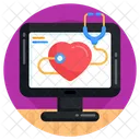 Online Healthcare Online Heart Checkup Online Ecg Icon