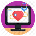 Online Gesundheitsversorgung Online Herzuntersuchung Online EKG Symbol