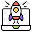 Online Launching Online Startup Rocket Icon