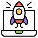 Online Launching Online Startup Rocket Icon
