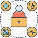 Online Medical Help Doctor Laptop Icon