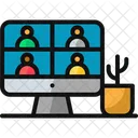 Online Meeting Computer Home Office Icon