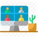 Online Meeting Computer Home Office Icon