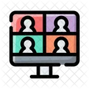 Online Meeting Work Online Icon