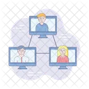 Online Meetup Team Partnership Teamwork Icône