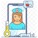온라인 간호사 온라인 의사 온라인 치료사 아이콘