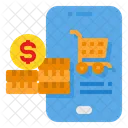 Mobile Shopping Coins Shopping Cart Icon