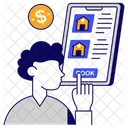 Online Property Online House Mobile Home Booking Icon