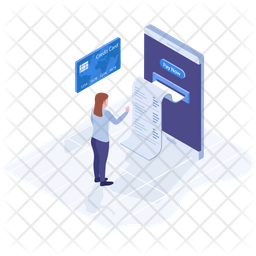 Online Sales Invoice Icon - Download in Isometric Style