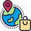 Online Shop World Map Shopping Bag Icon