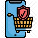 Online Shopping Secure Basket Icon