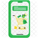 Online shopping through mobile phone  Icon