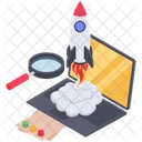 Online Startup Project Online Launching Rocket Icon