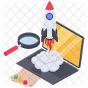 Online Startup Project Online Launching Rocket Icon