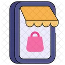 Cartoon Expand Mobile Online Store Icon