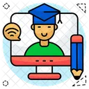 Online Student Online Absolvent Online Gelehrter Icon