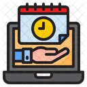 Online Time Care Online Event Laptop Icon