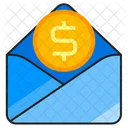 Open email with dollar coin attachment  Icon