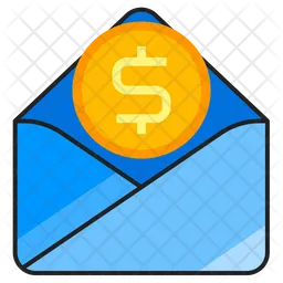 Open email with dollar coin attachment  Icon