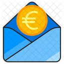 Open email with euro coin attachment  Icon