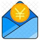 Open email with yen coin attachment  Icon
