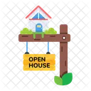 Open House Open Home House Sign Icono