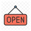 Open Sign 24 Hours Clock Icon
