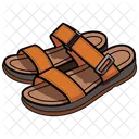 Orange Leather Sandals Shoes  Icon