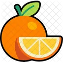 Orange With Sliced Half Cut Orange Fruit Icon