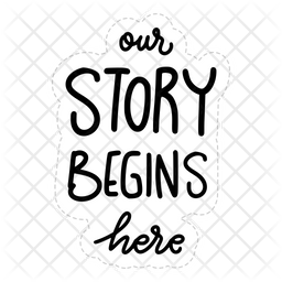 Our story begin here Icon - Download in Sticker Style