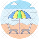 Outdoor Sitting Table And Chairs Beach Icon
