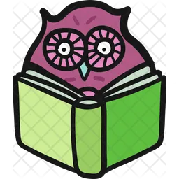 Owl Reading Book Emoji Icon