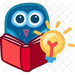 Owl Reading Innovative Book Emoji Icon
