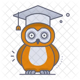 Owl with graduation hat  Icon