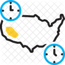 Pacific Time Standard Time Pacific Coastal Region Us Canada Zone Map Meridian Global Timing Icon