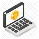 Conta Bitcoin Criptomoeda De Laptop Bitcoin On Line Ícone