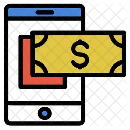 Pagamento no celular com cifrão  Ícone