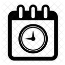 Página de calendario con reloj circular  Icono