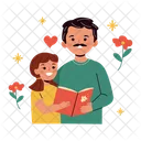 Pai E Filha Leitura Livro Ícone