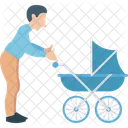 Pai Carrinho Pai Com Bebe Ícone