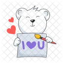 Painter Bear Love You Painting Love Icon