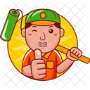 Cartoon Painter Character Icon