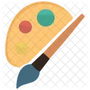 Painter Palette And Brush Painter Palette Doodle Paint Board Icon